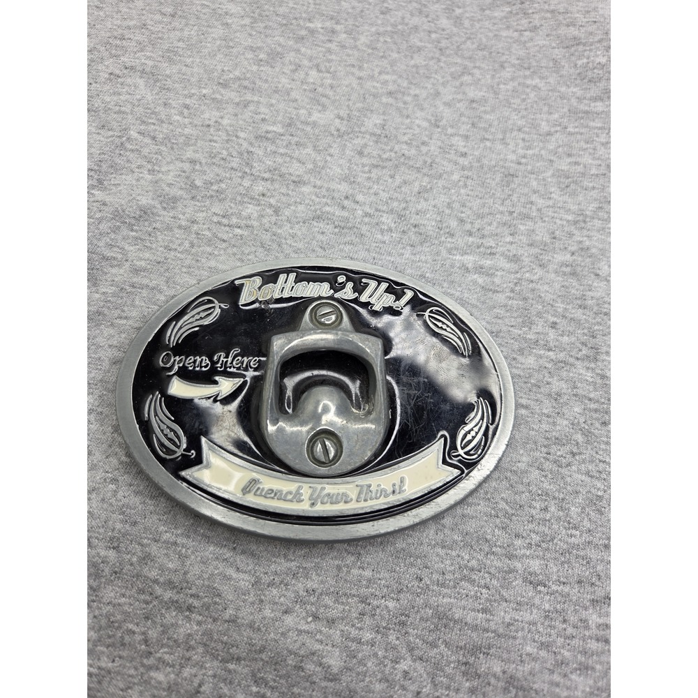 Vintage Bottoms Up Working Bottle Opener Enamel Belt Buckle